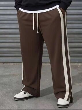 SHEIN Brown Track Pants with Side Stripe